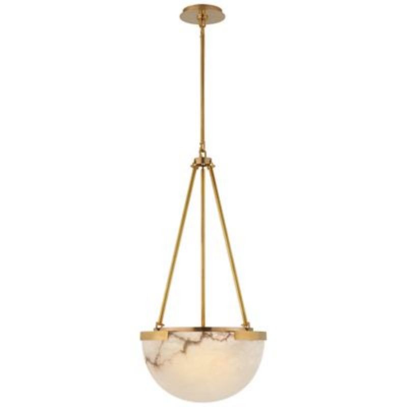 Hemisphere Alabaster Dome Pendant with Metal Frame