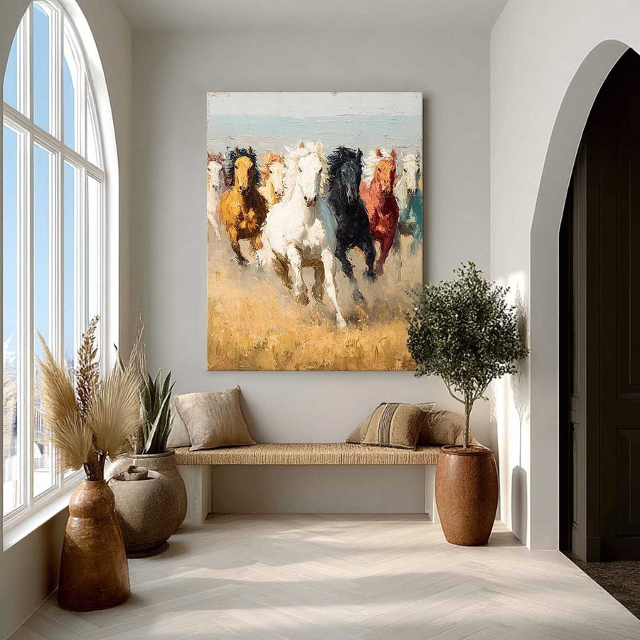 Herd of Horses Running Through Gold