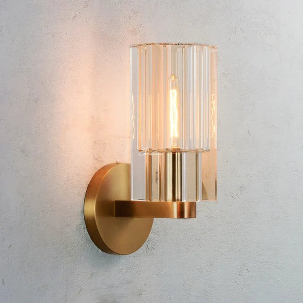 Hexagonal Crystal Glass and Metal Wall Sconce