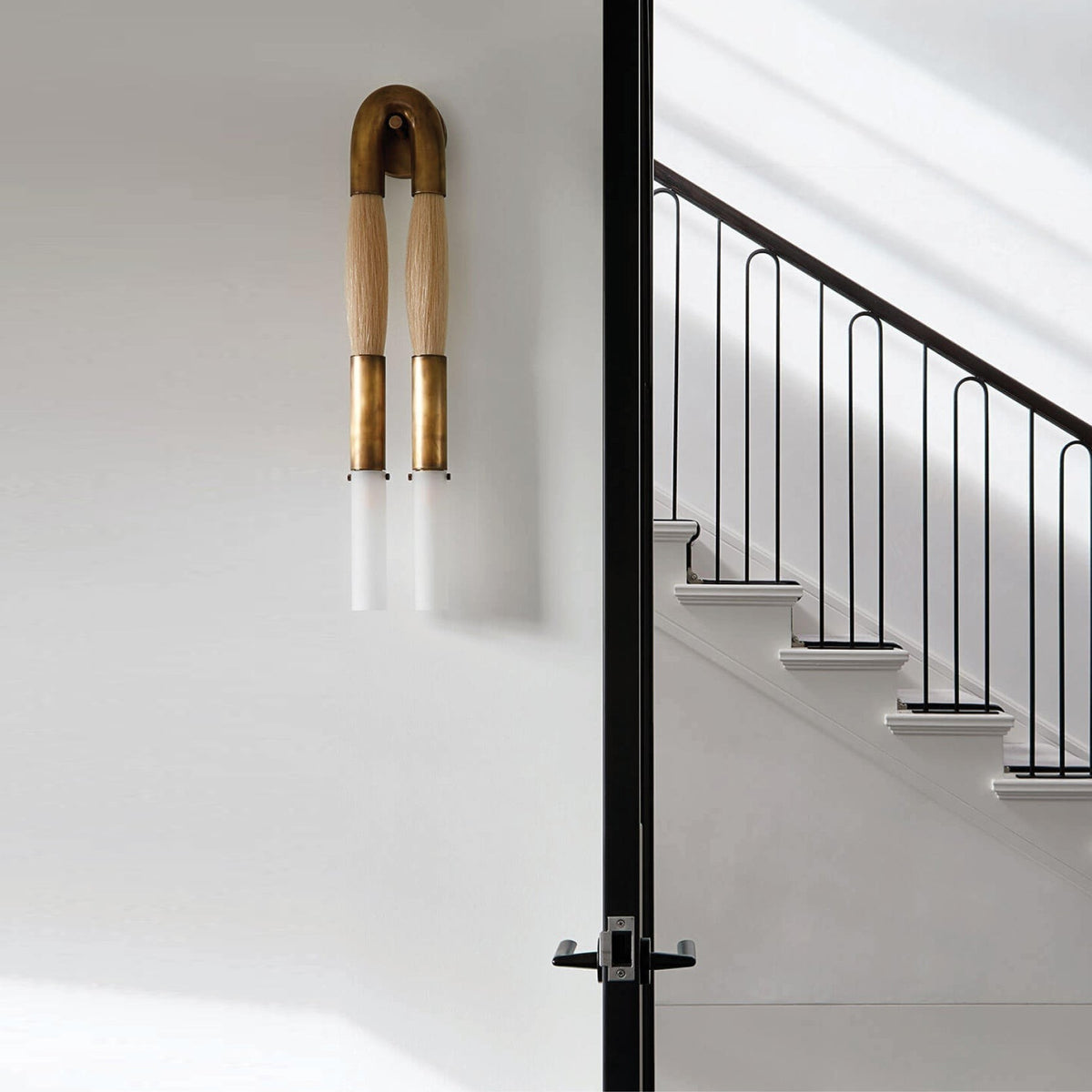 Horsehair Tassel and Etched Glass Wall Sconce