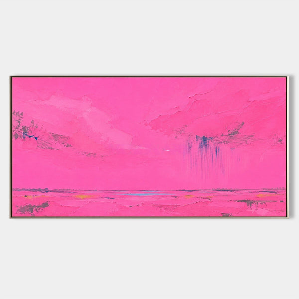 Hot Pink Horizon with Falling Rain