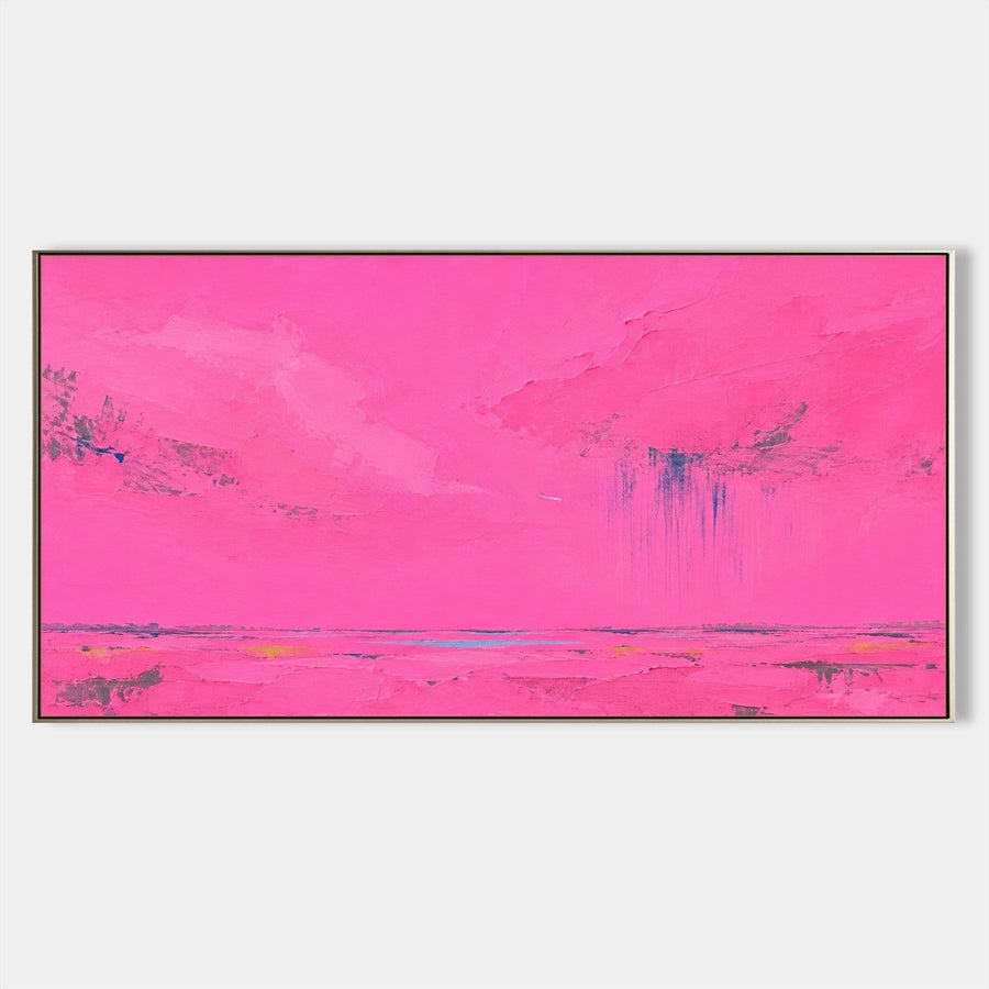Hot Pink Horizon with Falling Rain