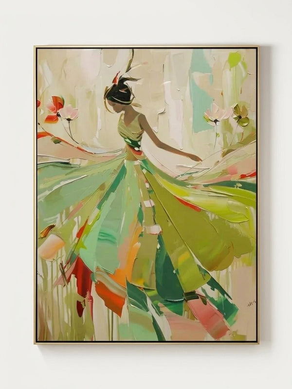 Impressionist Dancing Muse Abstract Sage Green Wall Art