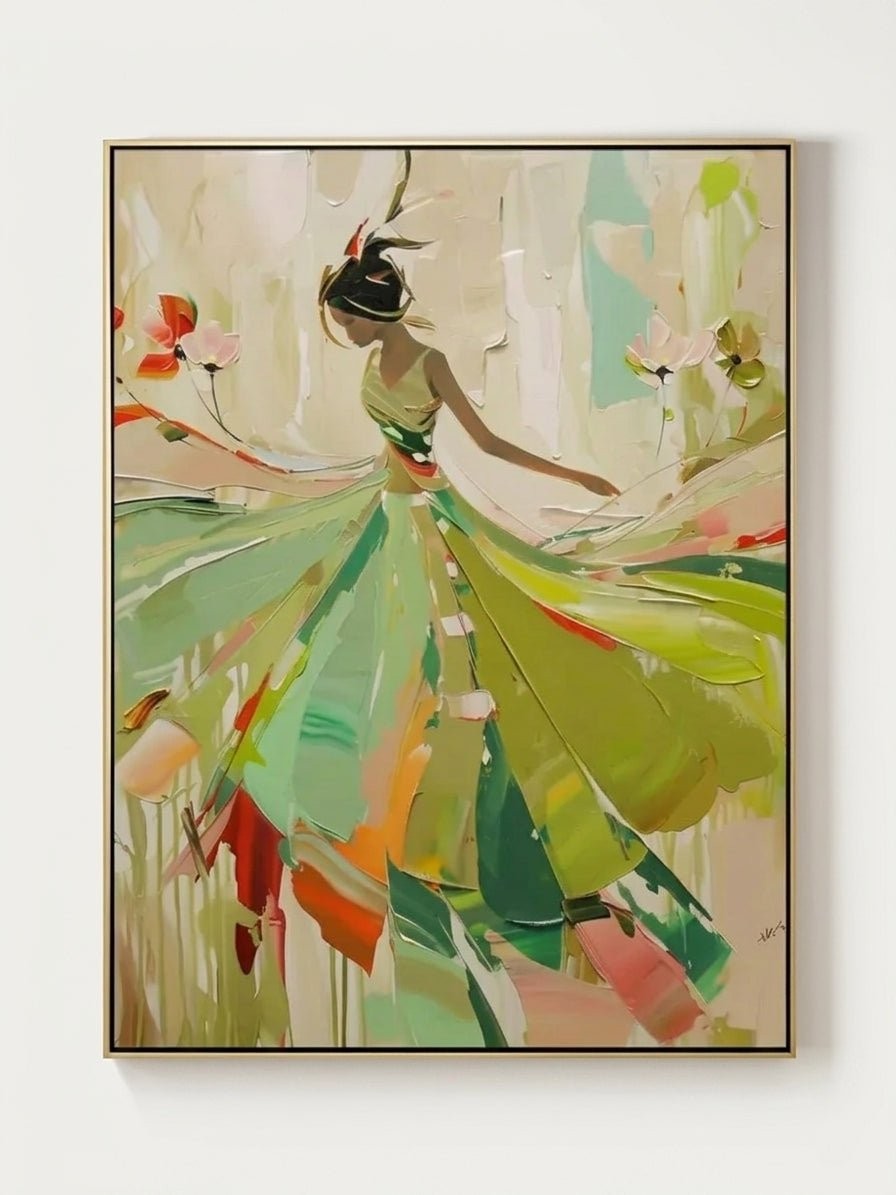 Impressionist Dancing Muse Abstract Sage Green Wall Art