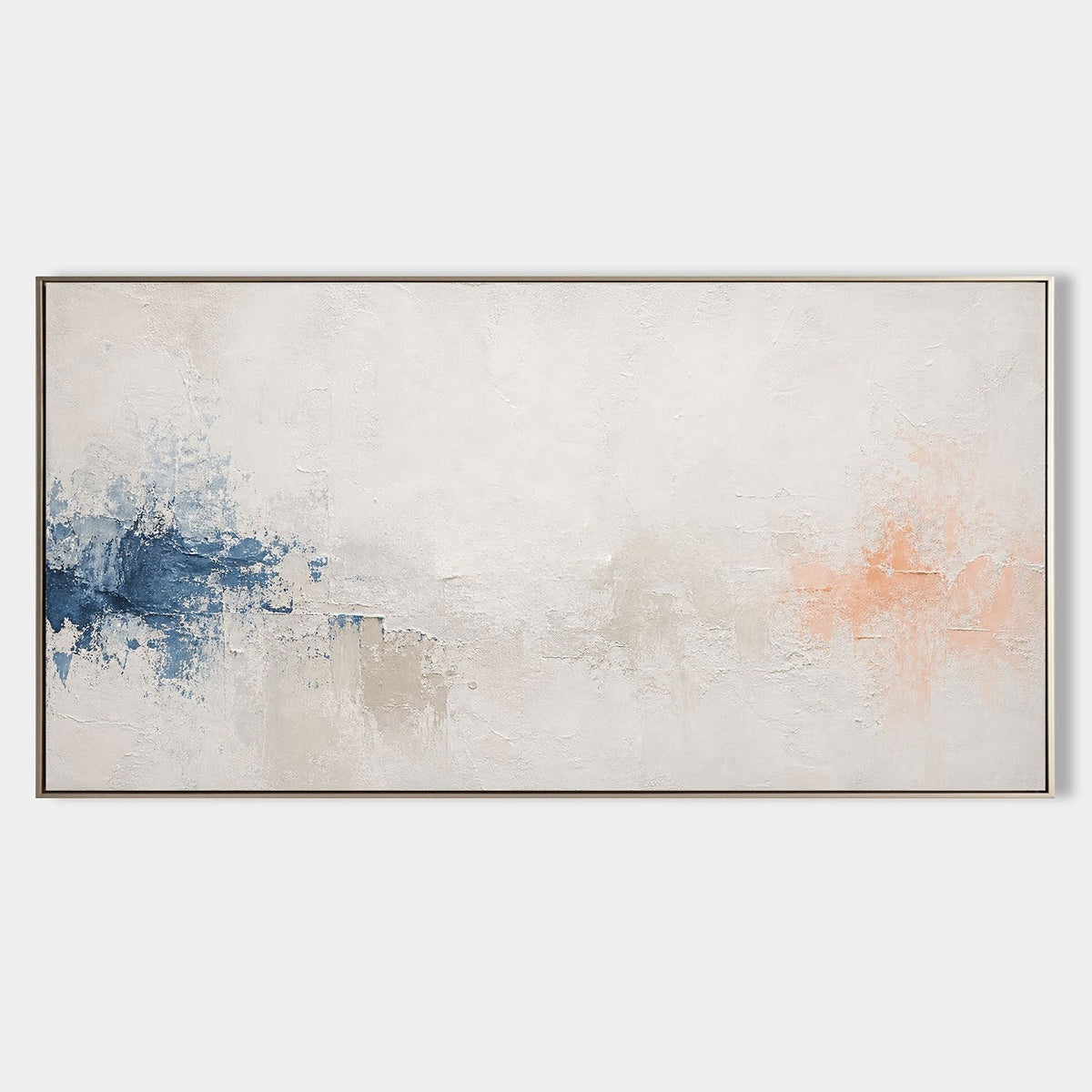 Indigo and Coral Drift on Ivory