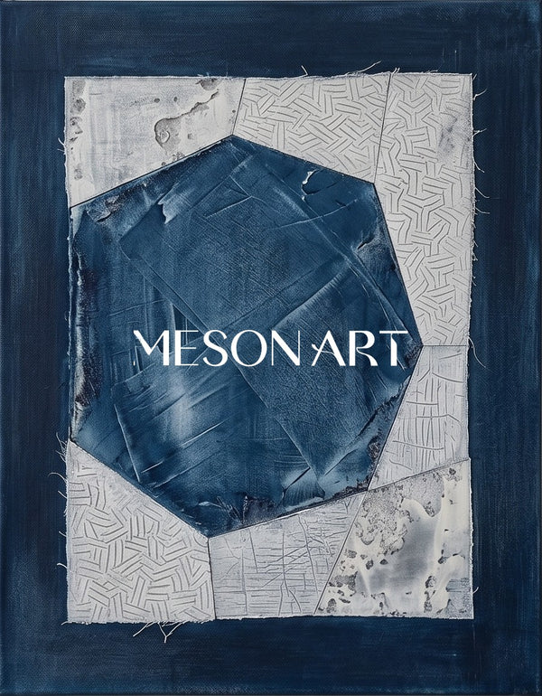 Indigo Octagon on Stitched Linen