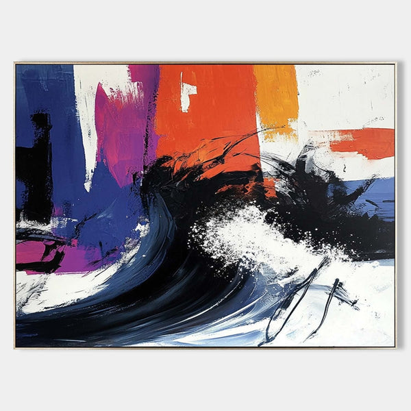 Indigo Wave Against Orange Blocks