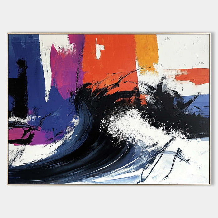 Indigo Wave Against Orange Blocks