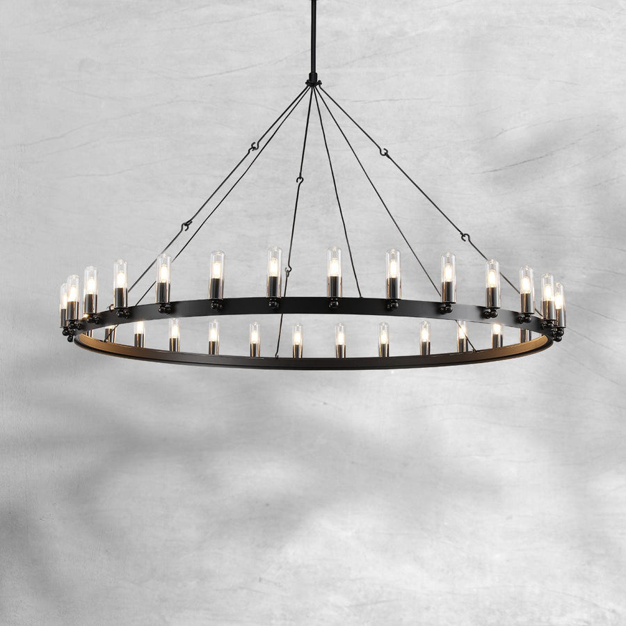 Industrial Angle Iron Ring Candelabra Chandelier