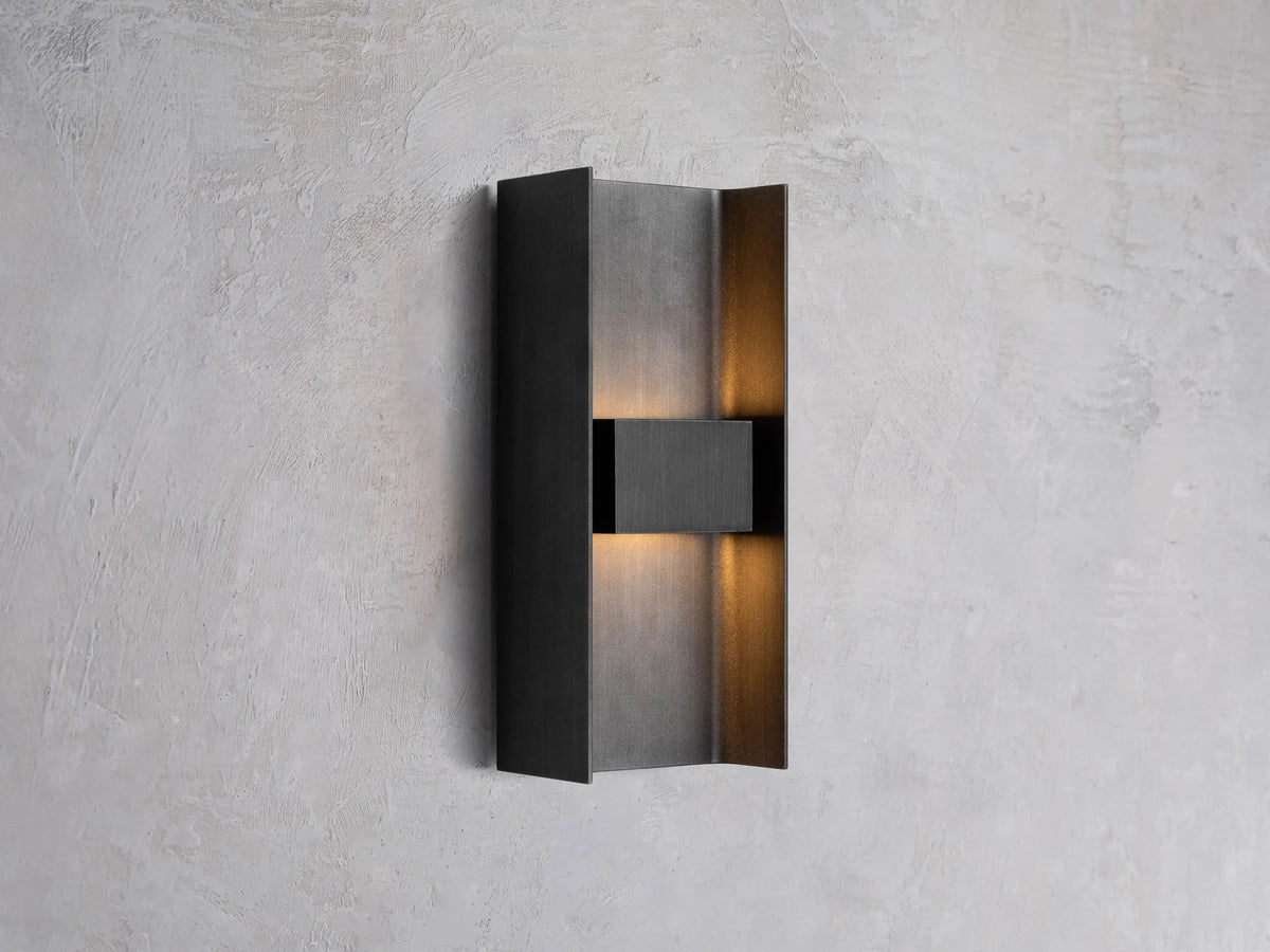 Industrial Graphite Hand-Worked Aluminum Outdoor Wall Sconce
