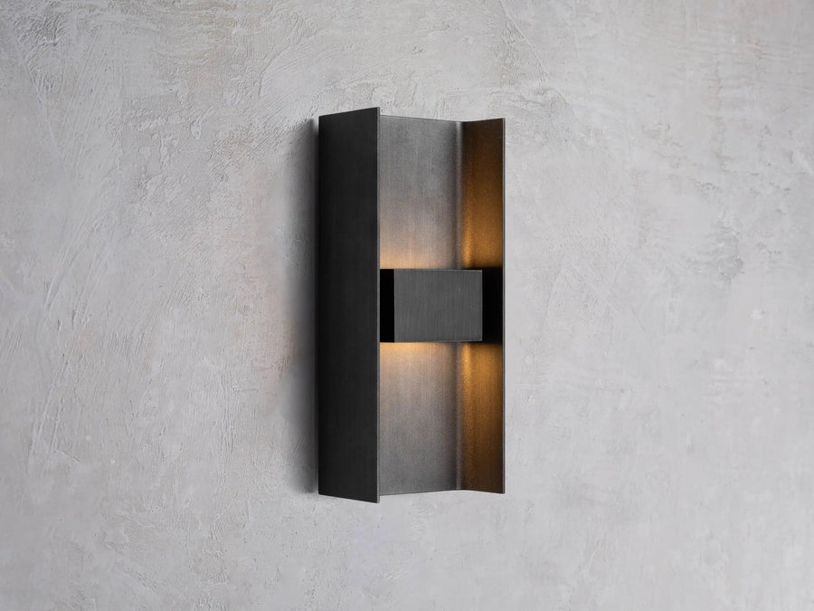 Industrial Graphite Hand-Worked Aluminum Outdoor Wall Sconce