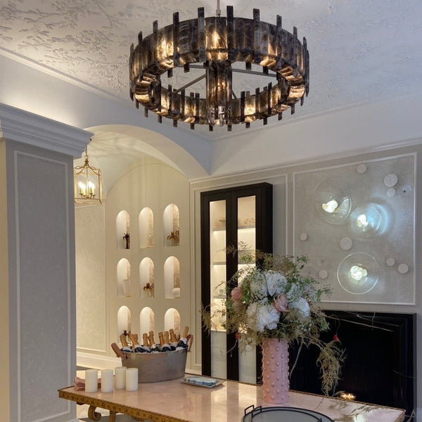Industrial Ring Rock Crystal Chandelier