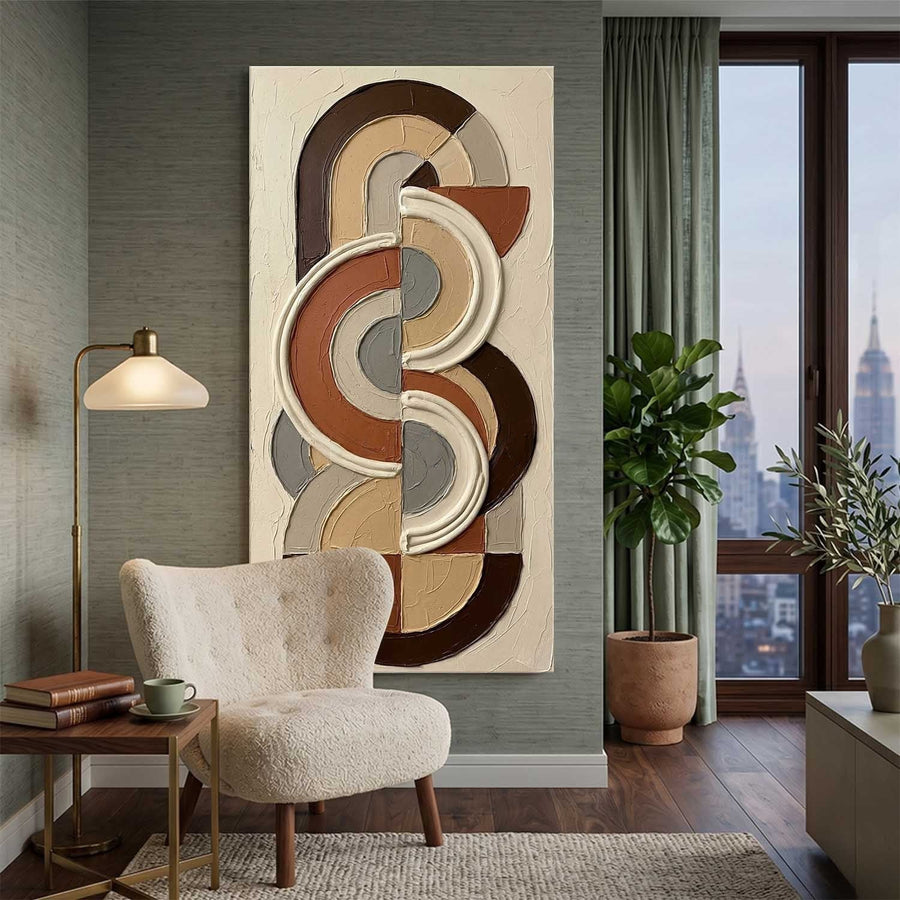Interlocking Arcs in Terracotta and Cream