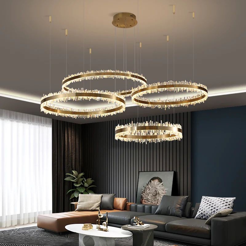 Interlocking Crystal Ring Champagne Gold Chandelier