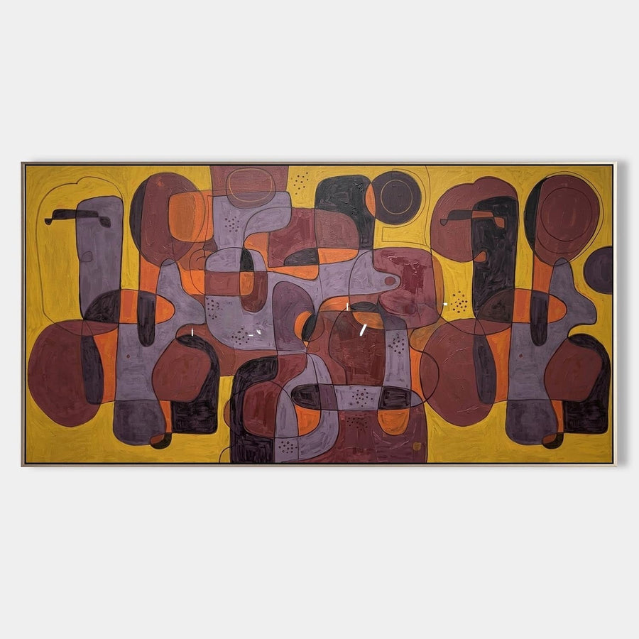 Interlocking Plum Figures on Ochre