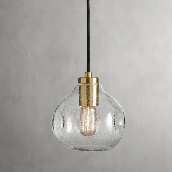 Irregular Mouth-Blown Glass Globe Pendant