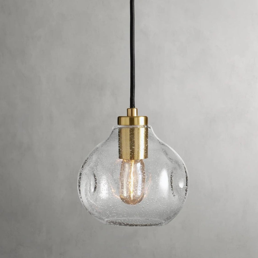 Irregular Mouth-Blown Glass Globe Pendant
