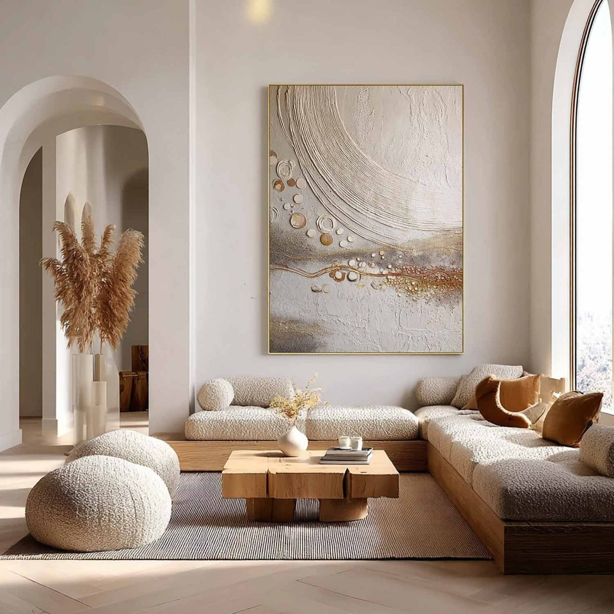 Ivory Arcs with Golden Drift