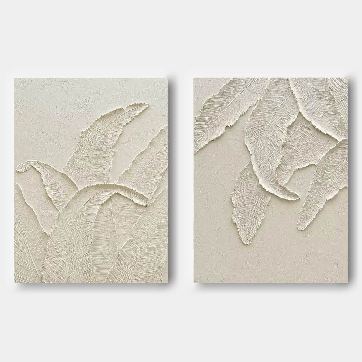 Ivory Banana Leaves in Relief