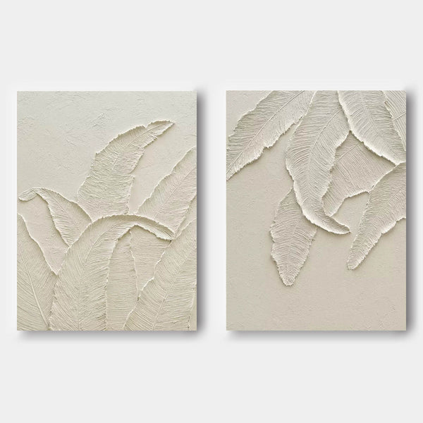 Ivory Banana Leaves in Relief