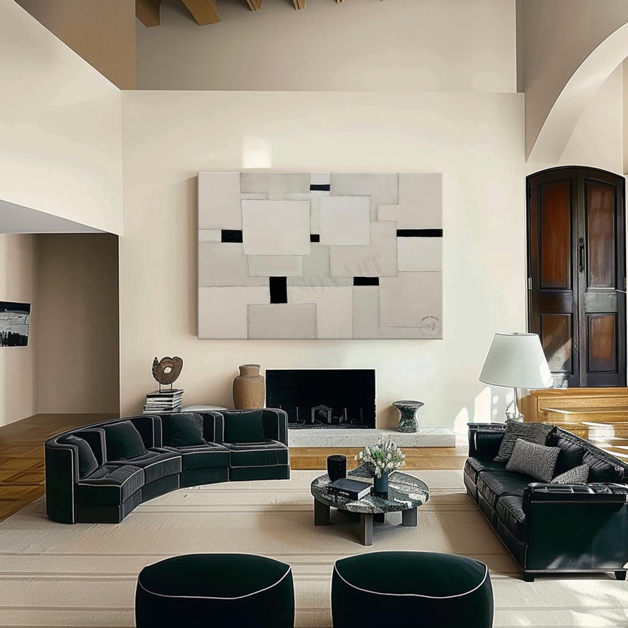 Ivory Blocks with Black Accents