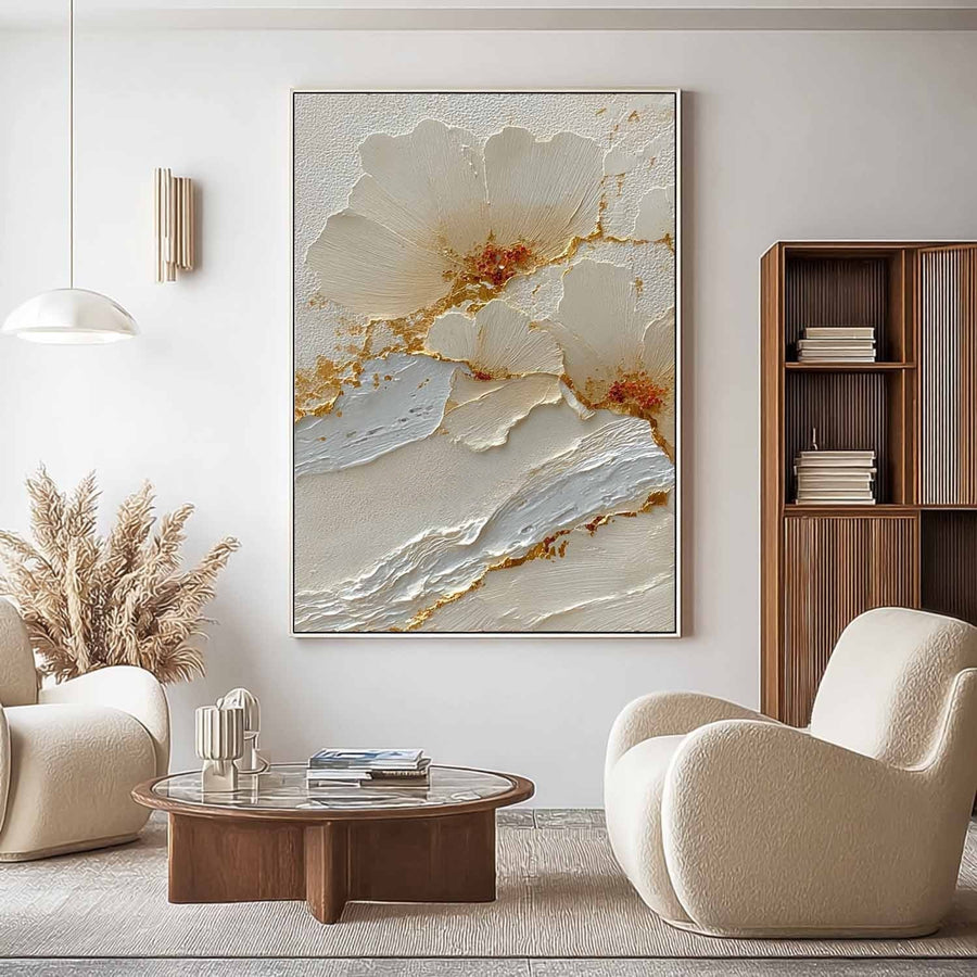 Ivory Blossoms with Gilded Veins