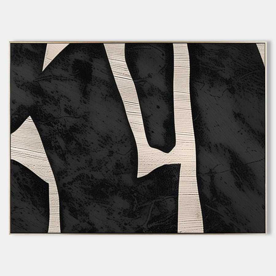Ivory Branches on Mottled Black