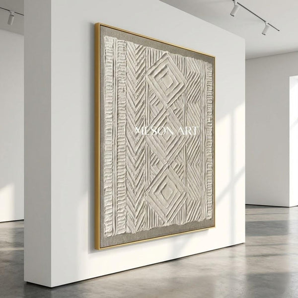 Ivory Chevron and Diamond Relief