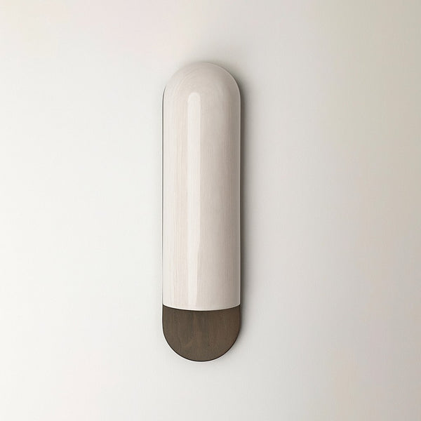 Ivory Crackle Ceramic Capsule Bronze Wall Sconce
