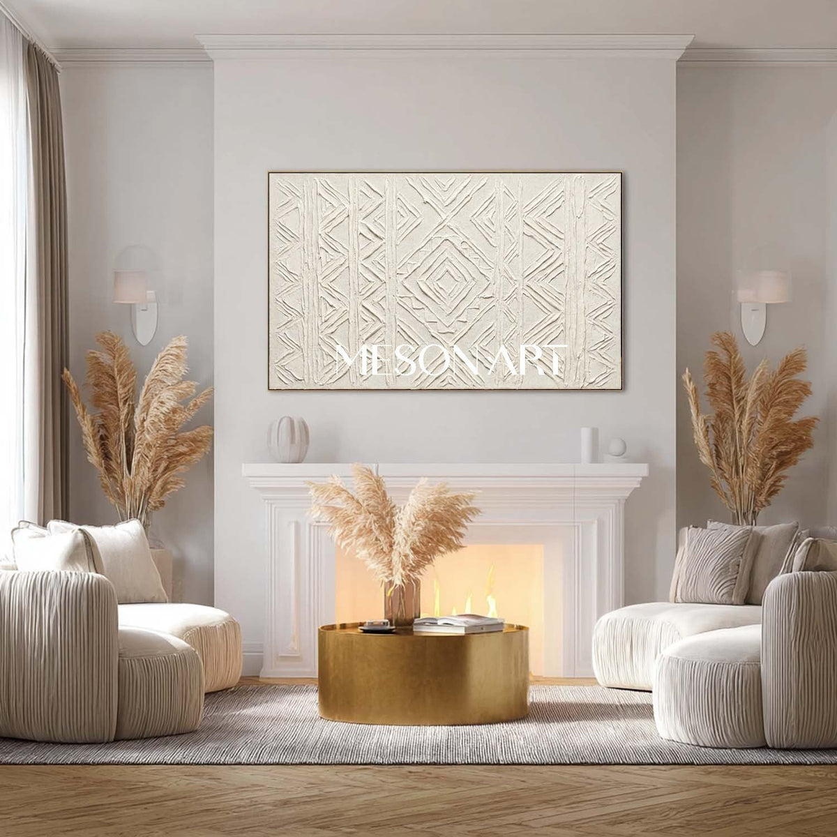 Ivory Diamond Relief in Plaster