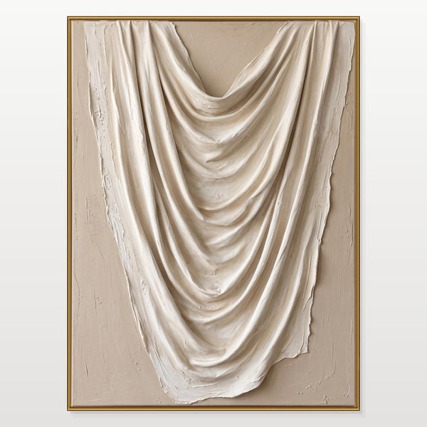 Ivory Drapery in Sculpted Relief