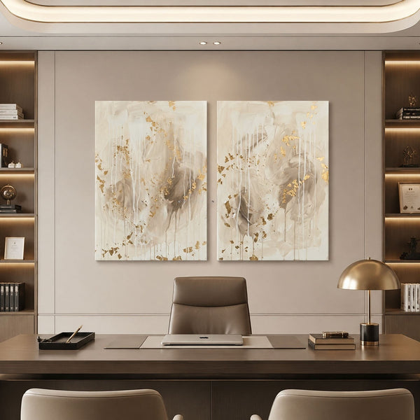 Ivory Drift with Gold Leaf Pair