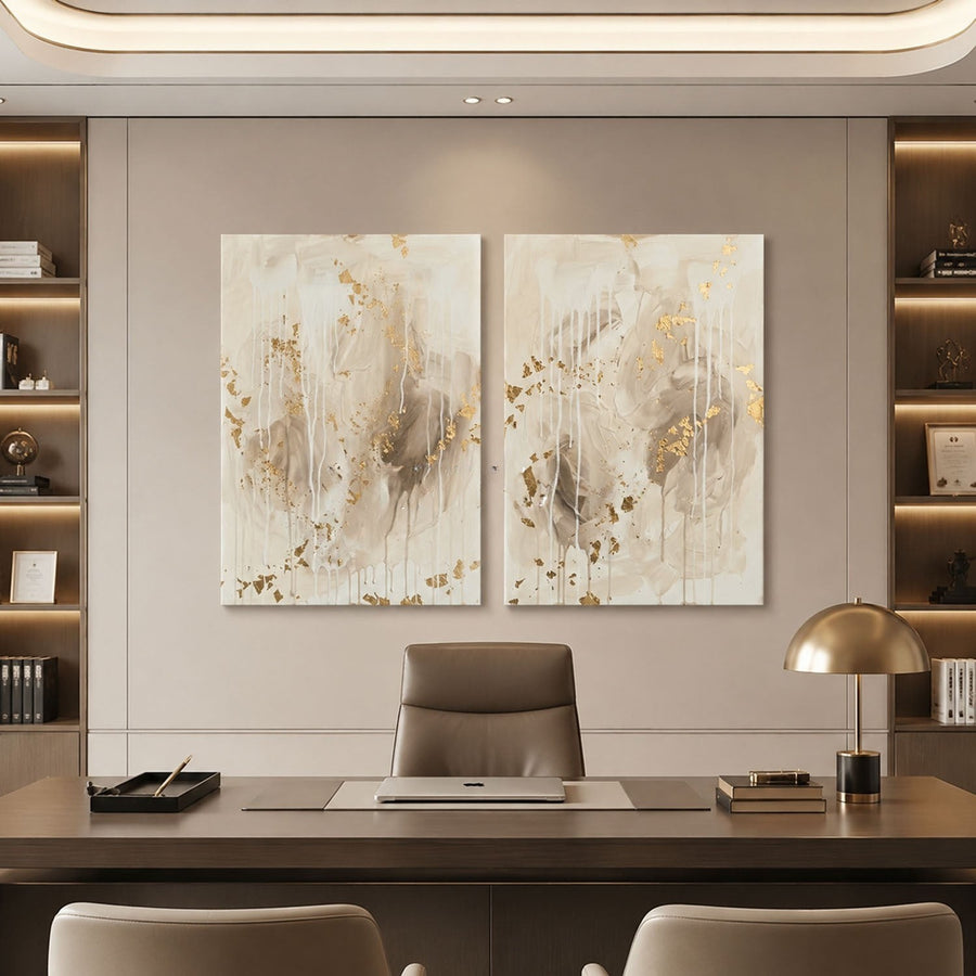 Ivory Drift with Gold Leaf Pair