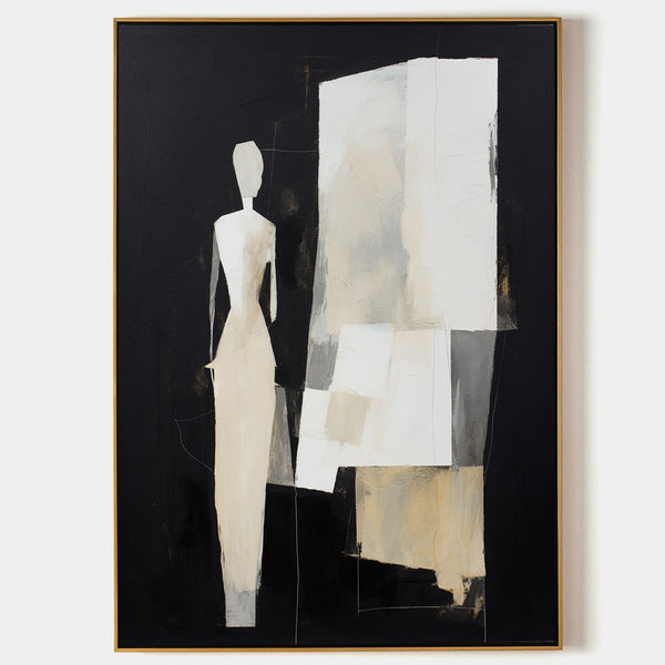 Ivory Figure Against Black Planes