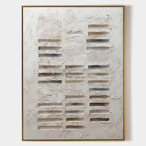 Ivory Plaster Relief with Carved Bars