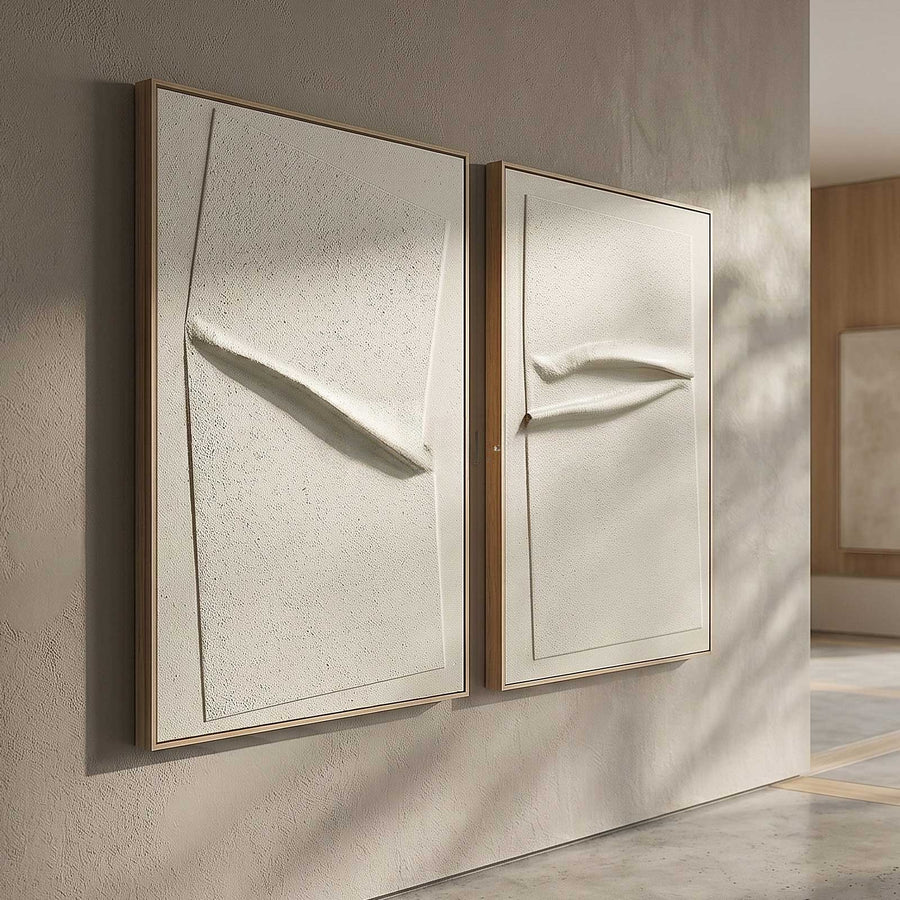 Ivory Relief Folds Diptych
