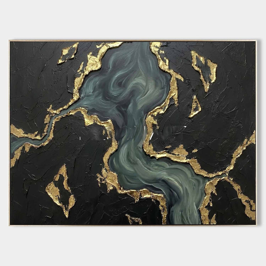 Jade River Through Gilded Darkness