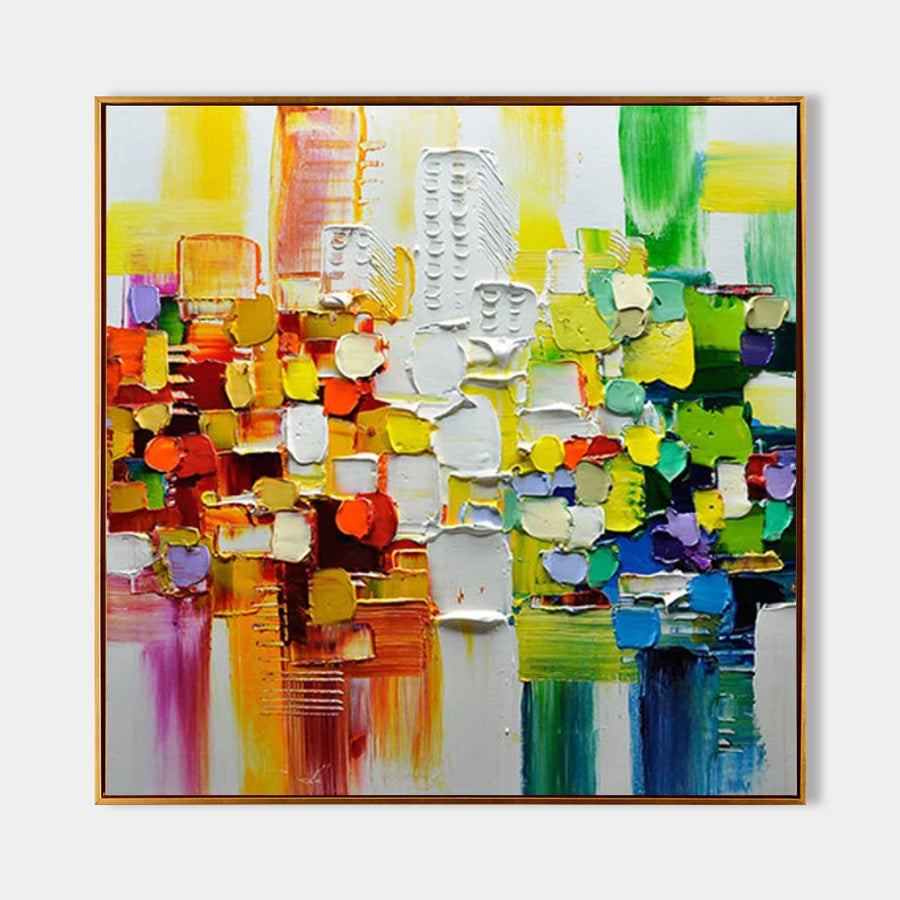 Jeweled Abstract City in Impasto