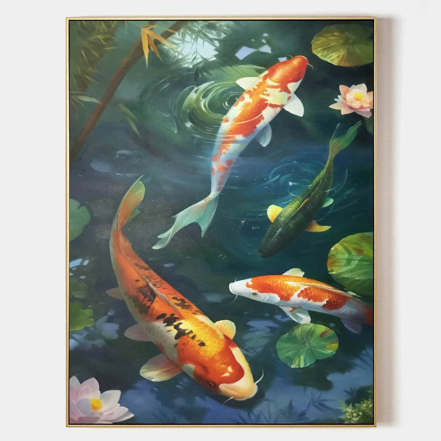 Koi Among Lotus and Lily Pads