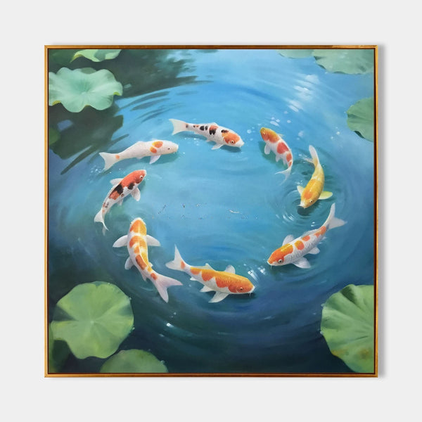 Koi Circle in a Lotus Pond