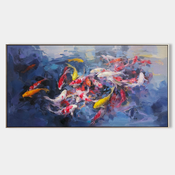 Koi Swirling in Indigo Waters