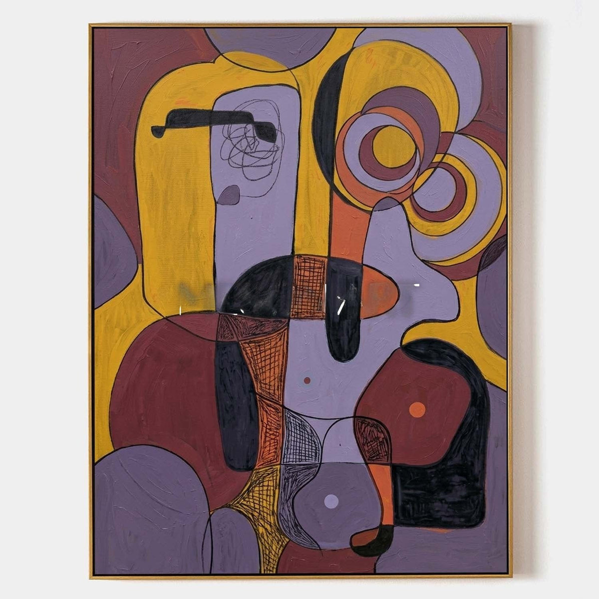 Lavender and Ochre Abstract Figure