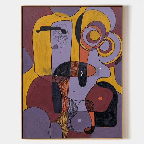 Lavender and Ochre Abstract Figure