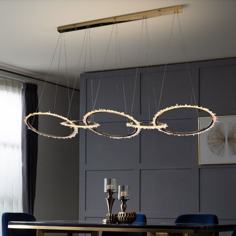 Layered Champagne Gold Ring Rock Crystal Chandelier