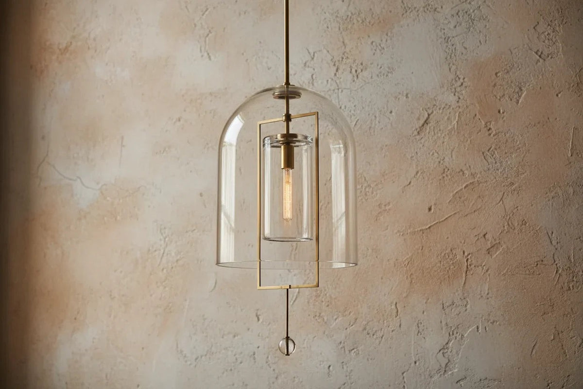 Layered Clear Glass Bell Dome Pendant