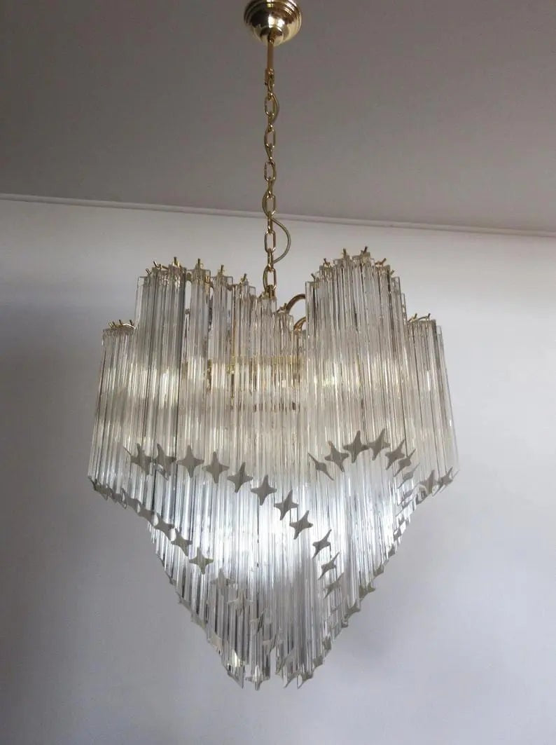 Layered Clear Glass Rod Cluster Chandelier