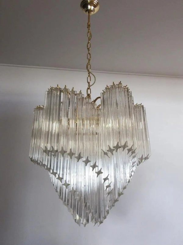 Layered Clear Glass Rod Cluster Chandelier