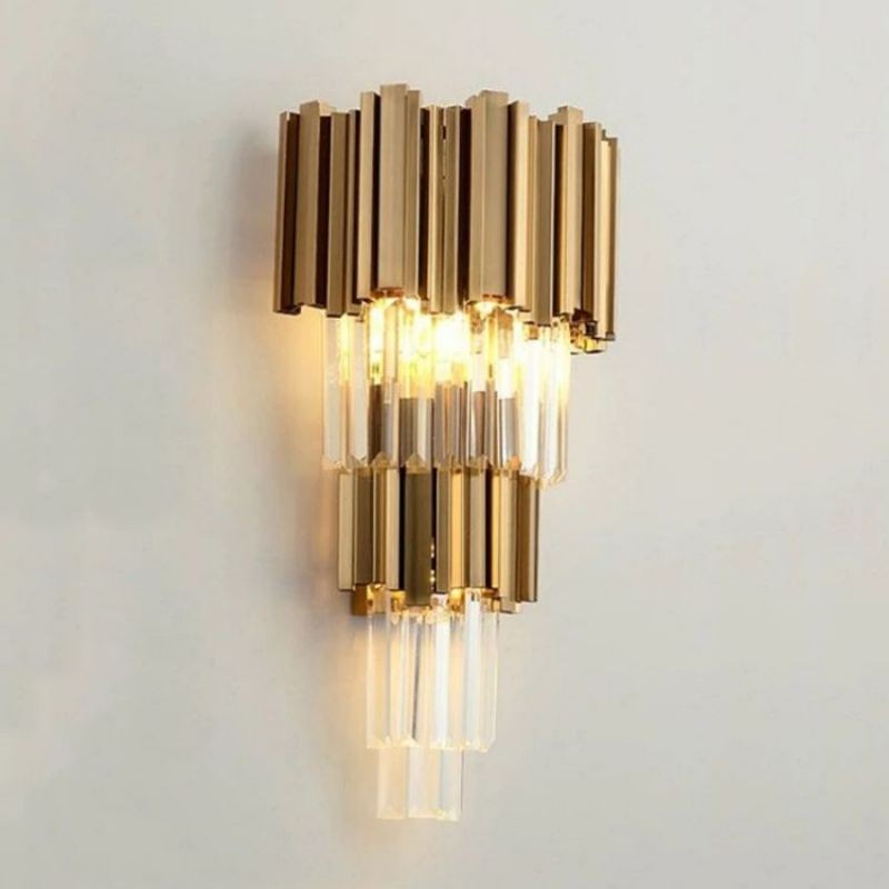 Layered Crystal Cluster Steel Wall Sconce