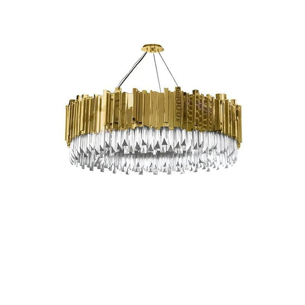 Layered Crystal Glass Ring Steel Chandelier