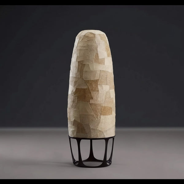 Layered Fabric Column Floor Lamp with Steel Base